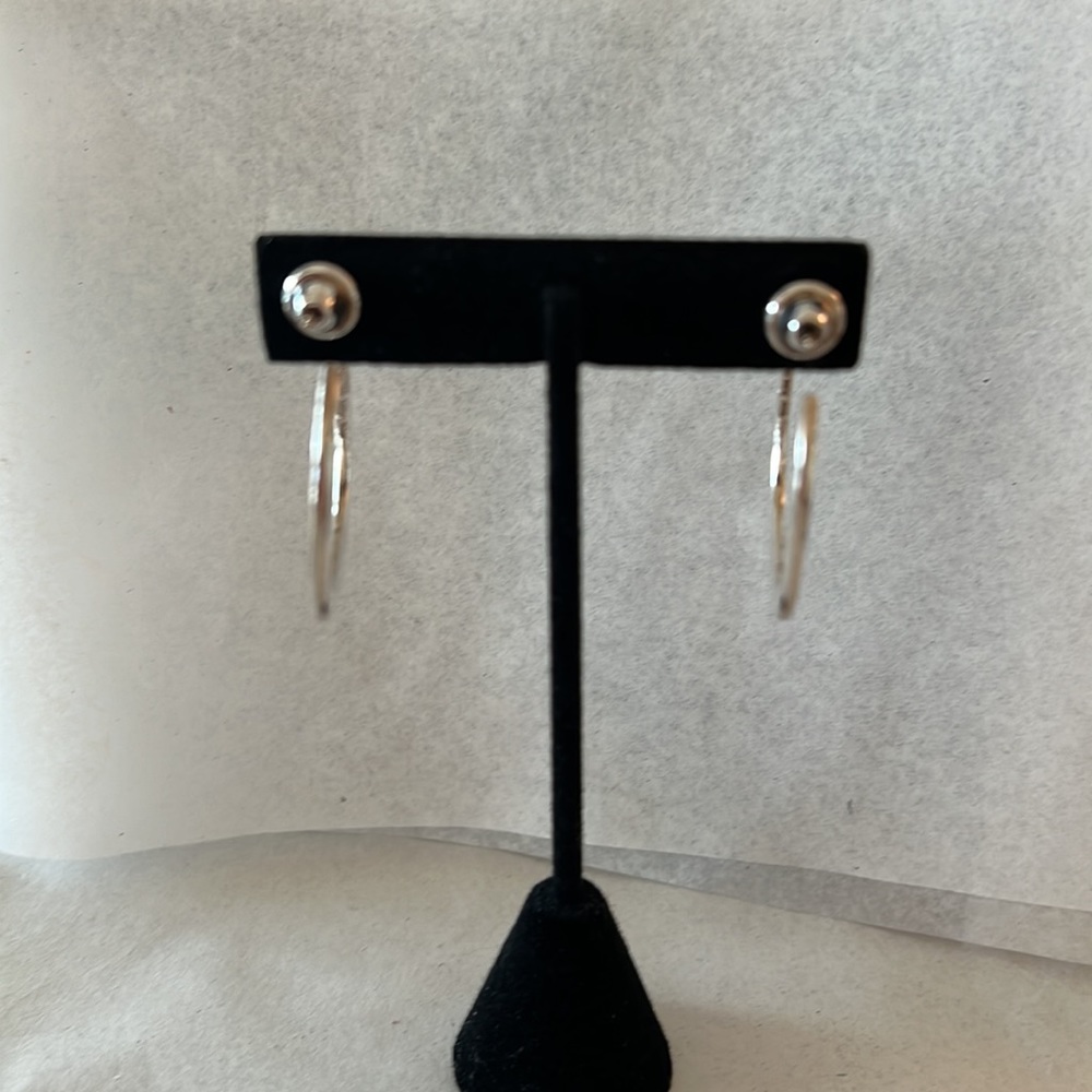 Solid Silver Square Hoop Earrings - image 4